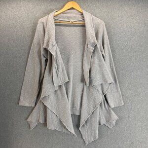 Chalet Gray Asymmetrical Open Front Cardigan Drape Front Wrap Womens Size Large